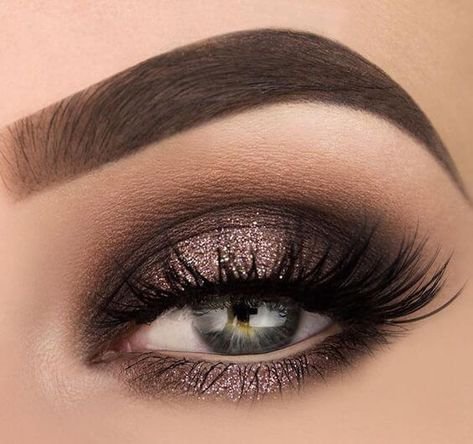 Dark Brown Smokey Shimmer Eye Makeup