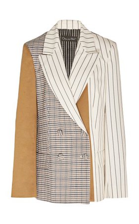 Paneled Double-Breasted Silk Blazer By Oscar De La Renta | Moda Operandi