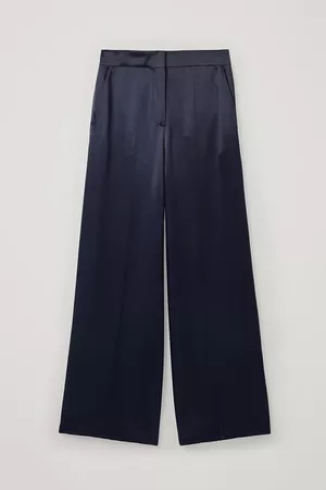 SMOOTH WIDE-LEG TROUSERS - Midnight blue - Trousers - COS
