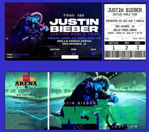 Justice Tour Tickets — Justin Bieber