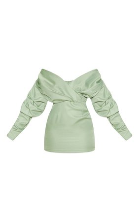 light green puffy sleeve dress