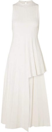 Peter Do - Asymmetric Pleated Ribbed-knit Dress - White