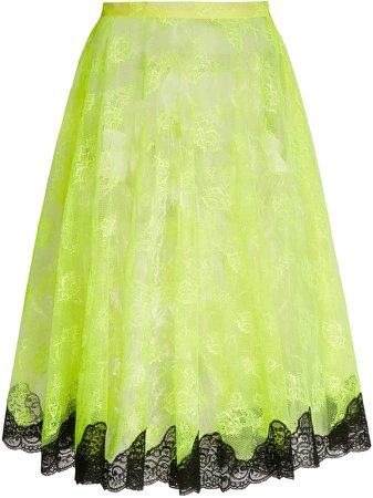 Christopher Kane Neon Lace Midi Skirt Size: 38
