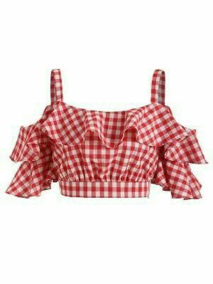 red gingham shirt crop top