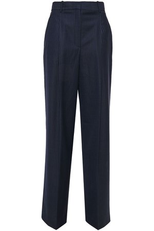 Navy Striped wool straight-leg pants | Sale up to 70% off | THE OUTNET | THEORY | THE OUTNET