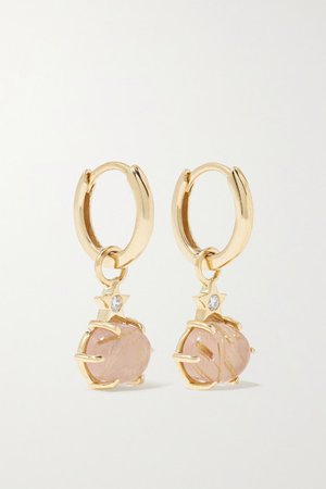 Andrea Fohrman | Mini Cosmo 14-karat gold, quartz and diamond earrings | NET-A-PORTER.COM
