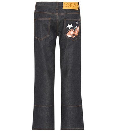 Embroidered straight-leg jeans