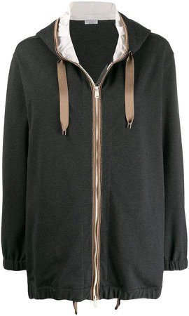 contrast trim zip hoodie