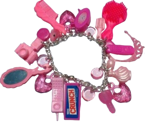 pink cluttered charm bracelet