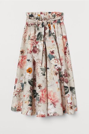 Paper-bag Circle Skirt - Light beige/floral - | H&M US