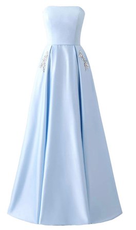 Libaosha Satin Strapless Gown in Sky Blue