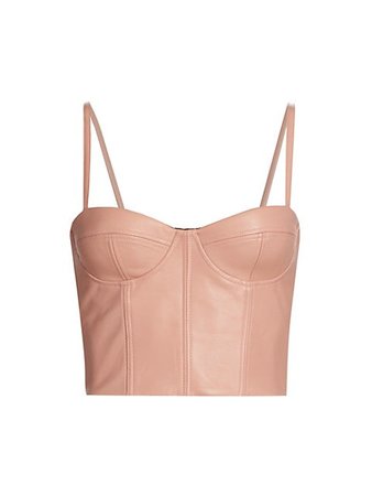 LaQuan Smith Leather Bustier Top