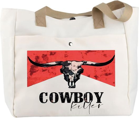 Amazon.com: BLUPARK Cowboy Killer Cosmetic Bag Western Cowgirl Gift Women Wild Vintage Western Rodeo Zipper Pouch Bull Skull Graphic Bag (Cowboy Killer TO) : Beauty & Personal Care