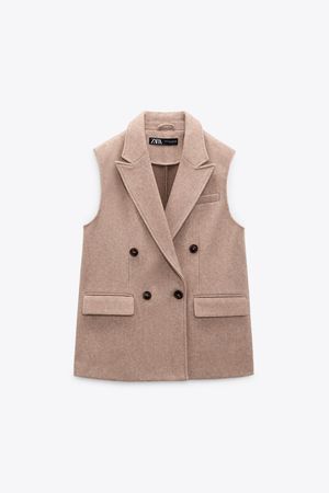 SOFT DOUBLE BREASTED VEST - taupe brown | ZARA United States