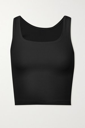 Cotton Collection Ribbed Cotton-blend Jersey Tank - Black