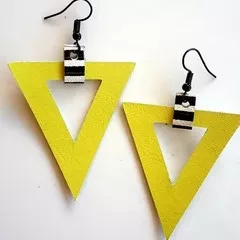 Bold Yellow, Genuine Leather Triangle Earrings | Amber Glow by Michelle on Madeit