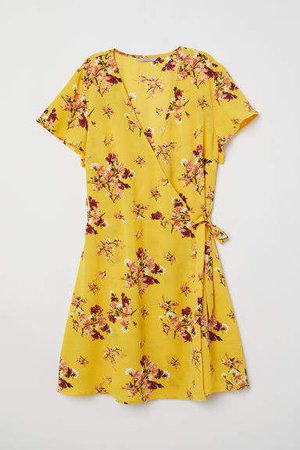 H&M+ Patterned Wrap Dress - Yellow