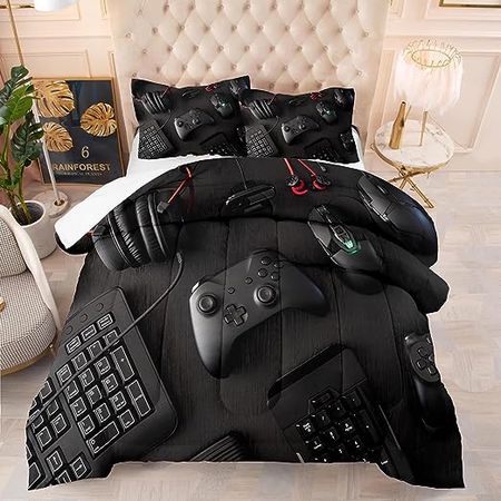 Amazon.com: YHXSLY Gamer Comforter Set Twin Size for Boys Kids 3D Gaming Microfiber Quilts Black Video Game Bedding Sets Room Decor (Color 1,Twin) : Home & Kitchen