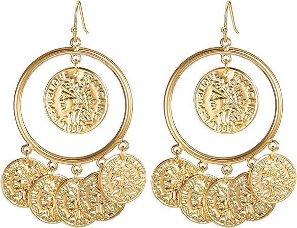 Amazon.com: Vintage Tribal Chandelier Portrait Coins Drop Dangle Earrings for Women Costume Jewelry Gold: Clothing, Shoes & Jewelry