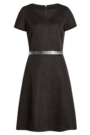 Textured Dress with Leather Belt Gr. XL