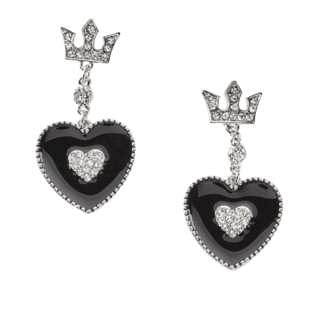 Silver Heart Crown Earrings