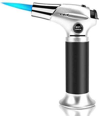 Culinary Butane Torch, Refillable Kitchen Blow Torch Lighter with Safety Lock & Adjustable Flame for Creme Brulee, Meat, Seafood, Pastries, Desserts, Blazing, Soldering, Baking, Camping, BBQ, DIY - Butane not included (Silver): Amazon.ca: Home & Kitchen