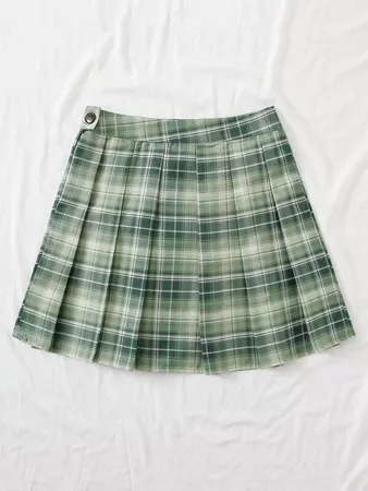 High Waist Tartan Pleated Skirt | SHEIN USA