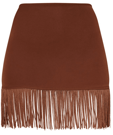 PLT brown fringe skirt