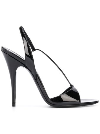Black Saint Laurent 120Mm Patent Sandals | Farfetch.com