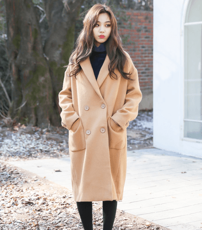 fashion 023563429 korean hairstyle fashion brown long coat