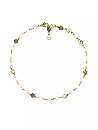 Gucci Interlocking G Flower Pearl Small Necklace - Farfetch