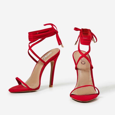 Ali Lace Up Heel In Red Lycra | EGO