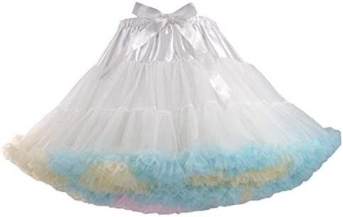 Amazon.com: PhilaeEC Women's Elastic Waist Chiffon Petticoat Puffy Tutu Tulle Skirt Princess Ballet Dance Pettiskirts Underskirt (Rainbow White) : Clothing, Shoes & Jewelry