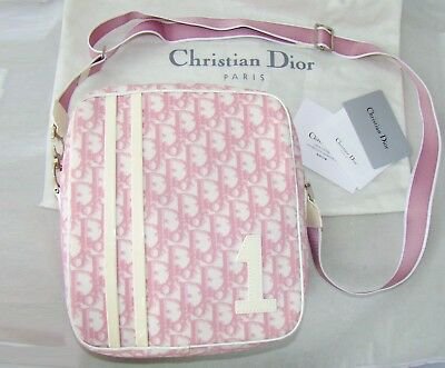 CHRISTIAN DIOR VINTAGE messenger shoulder bag purse pack white pink monogram - $229.99 | PicClick
