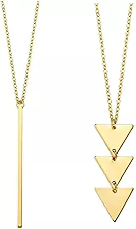 Amazon.com: Defiro 2 Pcs Y Layer Simple Bar Pendant Necklace Center Long Lariat Chain for Women Jewelry With Message Gard: Clothing, Shoes & Jewelry