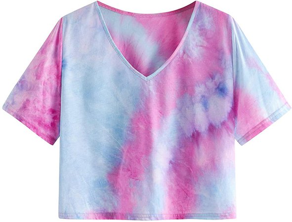 SweatyRocks Women's Casual V Neck Short Sleeve Basic Solid Crop Top T-Shirt Burgundy S at Amazon Women’s Clothing store