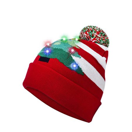 Etsfmoa LED Light Up Hat Beanie Knit Cap Holiday Christmas Party Gift Red: Amazon.ca: Clothing & Accessories