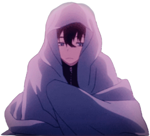 anime boy in a blanket
