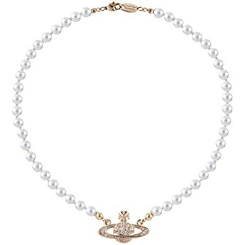 Saturn Pearl Necklaces White Planet Crystal Rhinestone Necklace, Best Friend Girlfriend Birthday Anniversary, golden: Amazon.co.uk: Clothing
