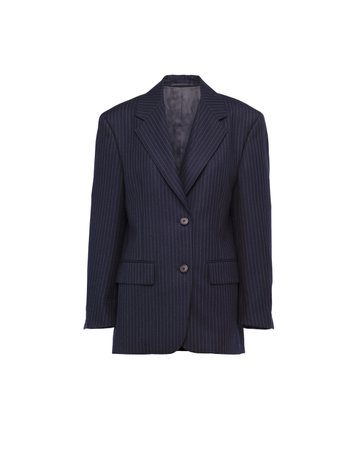 Navy Single-breasted pinstripe jacket | Prada