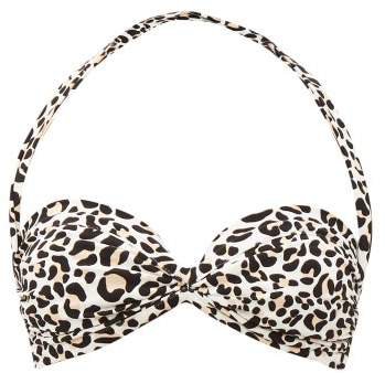 Bill Ruched Halterneck Bikini Top - Womens - Leopard