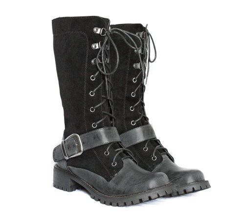 Black Mid Calf Lace Up Combat Boots /Vintage/Steampunk