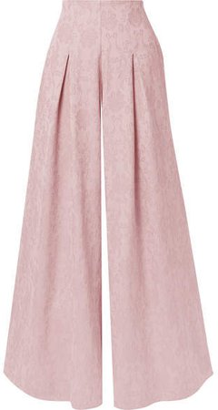 Net Sustain Lola Organic Cotton And Wool-blend Jacquard Wide-leg Pants - Pastel pink
