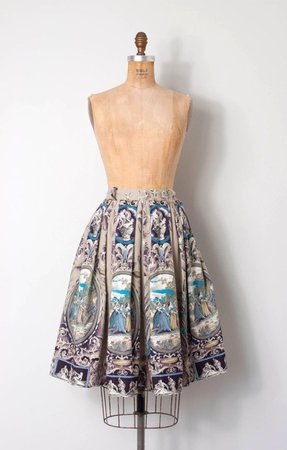 Vintage 1950s novelty skirt 50s novelty print skirt the | Etsy