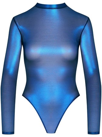 Maison Close Blue Angel long-sleeve String Bodysuit - Farfetch
