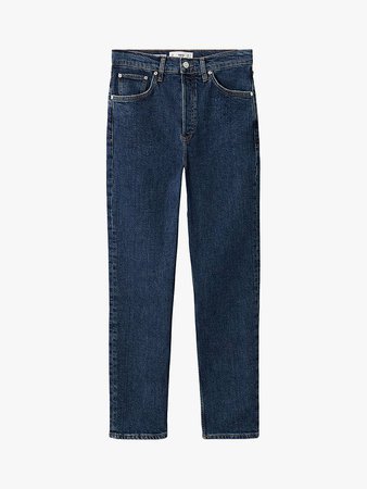 Mango Mar Slim Fit Ankle Grazer Jeans, Open Blue at John Lewis & Partners