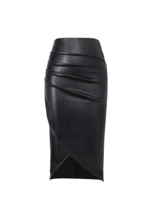 black faux leather skirt