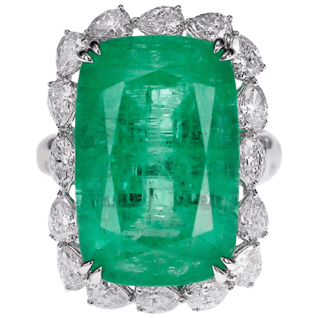 17-Carat Russian Emerald and Diamond Ring