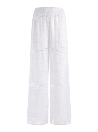 Russell High Waisted Eyelet Pant In White | Alice And Olivia