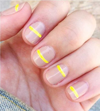 yellow stripe nails
